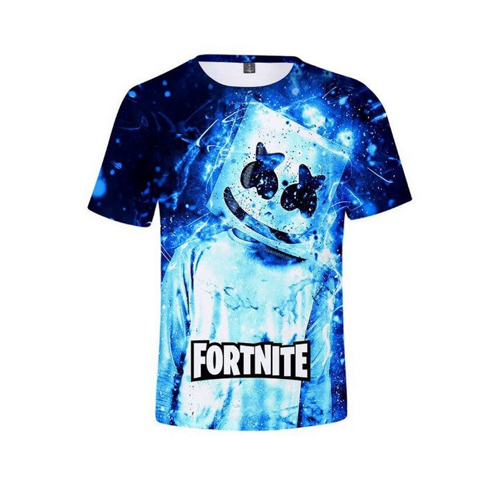 T-Shirt Fortnite Marshmello Lumière Bleue